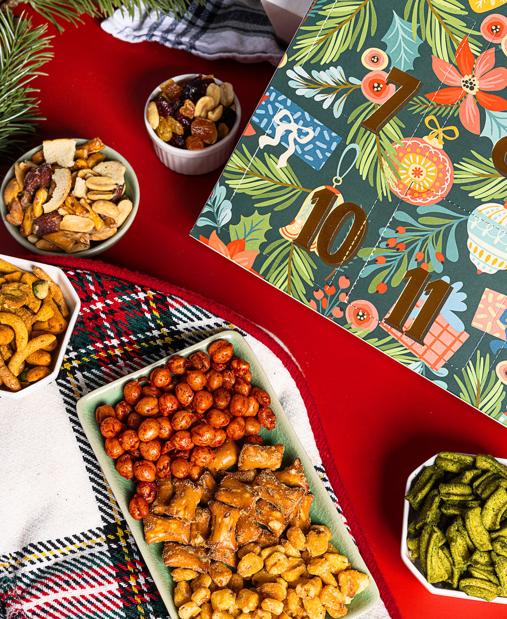 PRE-ORDER EXCLUSIVE 24 Days of Gourmet Nuts & Snacks Collection Premium Holiday Countdown Gift Box