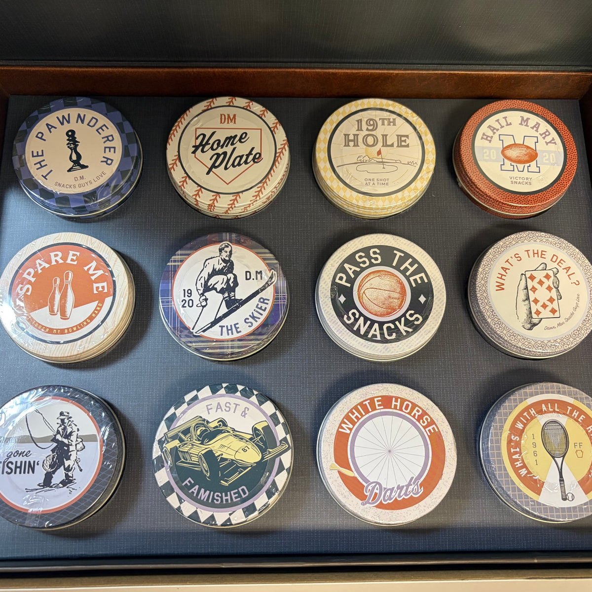 DM Bar Cart Snack Sports Tins in Gift Box
