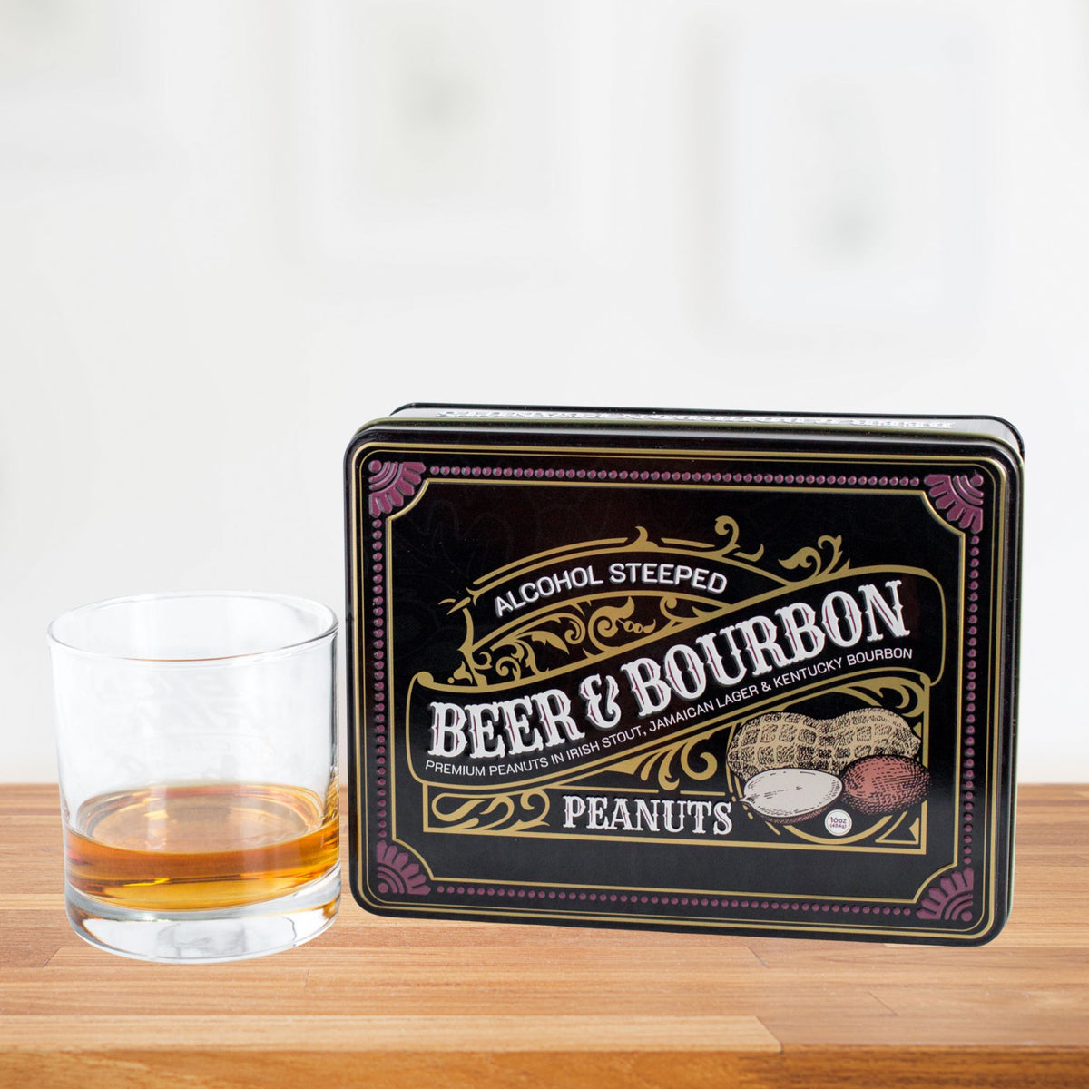 Beer Bourbon Liquor Nuts Black Gift Tin