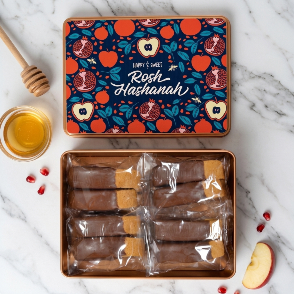Happy and Sweet Rosh Hashanah Biscotti Gift Tin