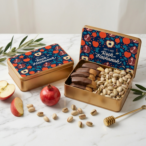 Sugar Plum Kosher Snack Rosh Hashanah Biscotti and Nut Gift Tin