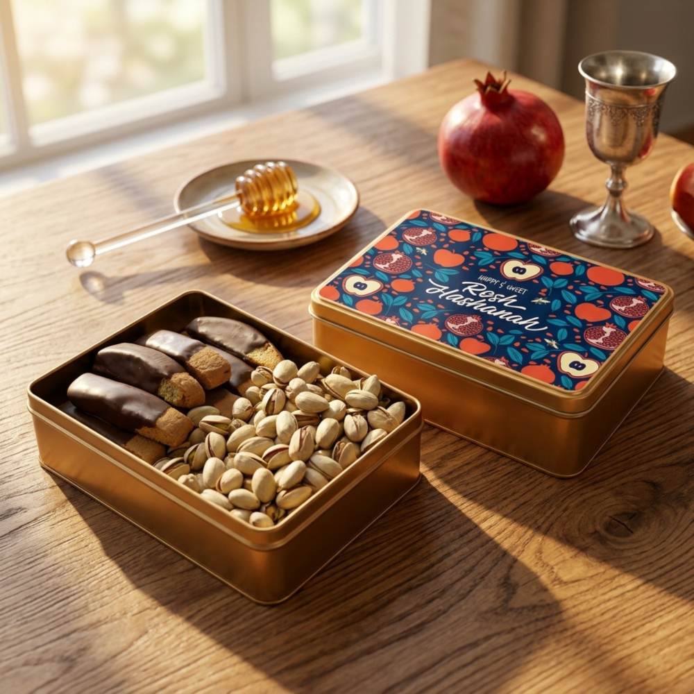 DM Snacks Rosh Hashanah Biscotti and Nut Gift Tin
