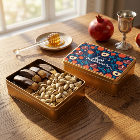 DM Snacks Rosh Hashanah Biscotti and Nut Gift Tin
