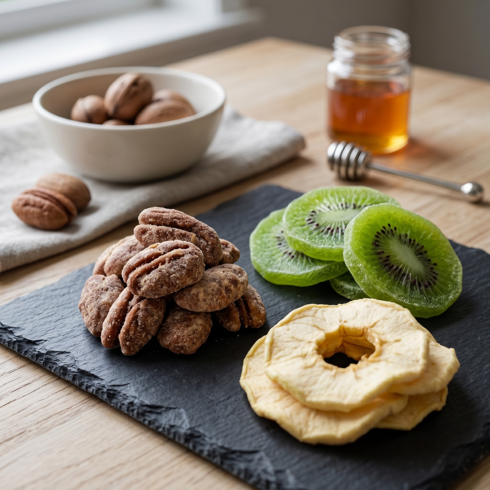 DM Snacks Apples Honey Bourbon Pecans Kiwi Slices