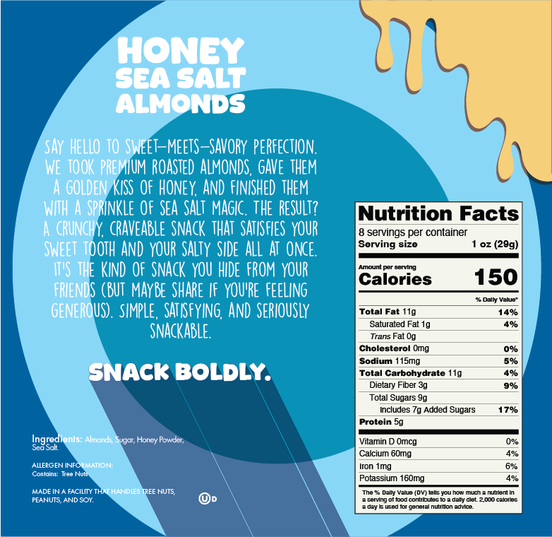 DM Snacks Honey Sea Salt Almonds Nutrition Facts