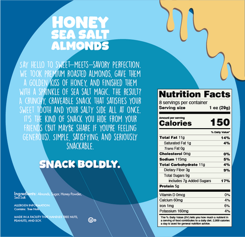 DM Snacks Honey Sea Salt Almonds Nutrition Facts