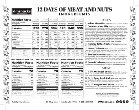 12 Days of Winter Wonder - Savory Meat Sticks & Nut Medley Advent Calendar - Gourmet Holiday Gift Box