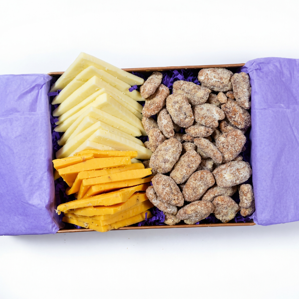 Sugar Plum Chocolates Pecans and Cheese Snack Gift Tin