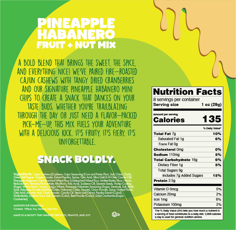 Pineapple Habanero Fruit Nut Mix Nutrition Facts