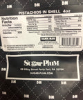 Damn, Man Pistachios in the Shell 4oz package with nutritional facts and Sugar-Plum address displayed