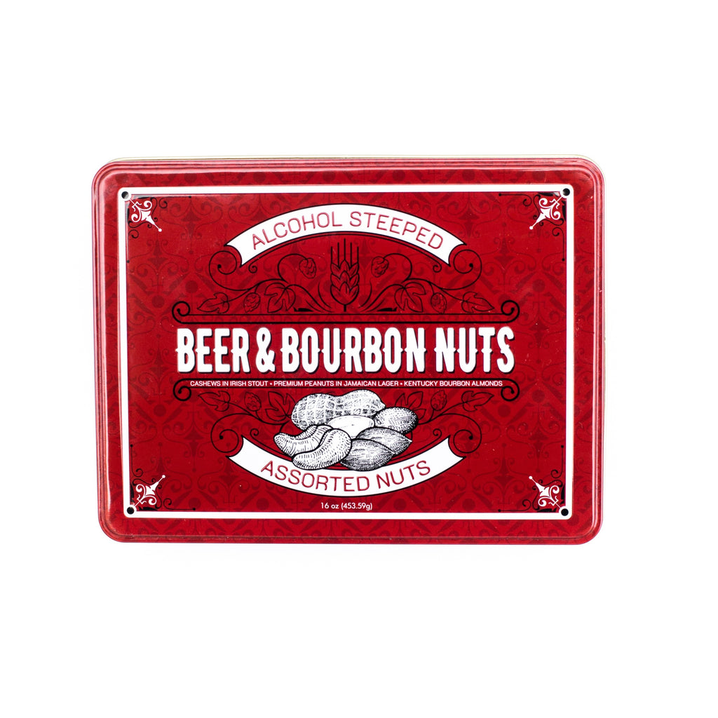 Damn Man Beer & Bourbon Nuts Gift Tin Alcohol Steeped Gourmet Snacks