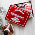 DM Snacks Red Gift Tin Beer and Bourbon Nuts 