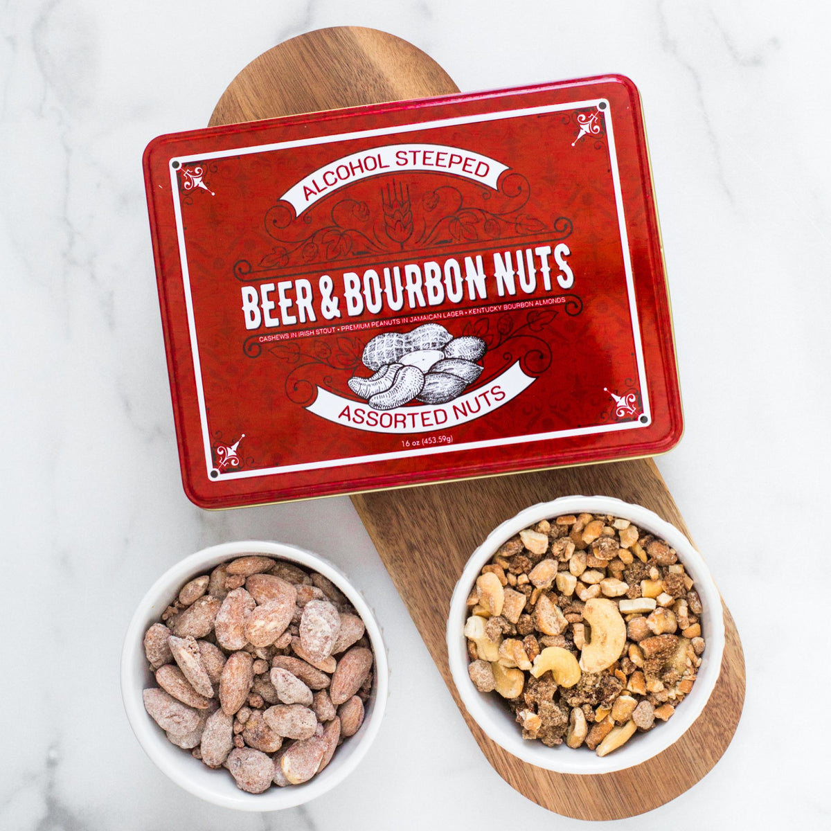 Liquor Nuts Whiskey Bourbon Lover Gift Tin of Gourmet Snacks