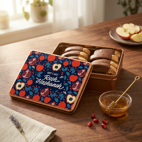 Rosh Hashanah Chocolate Biscotti Gift Tin