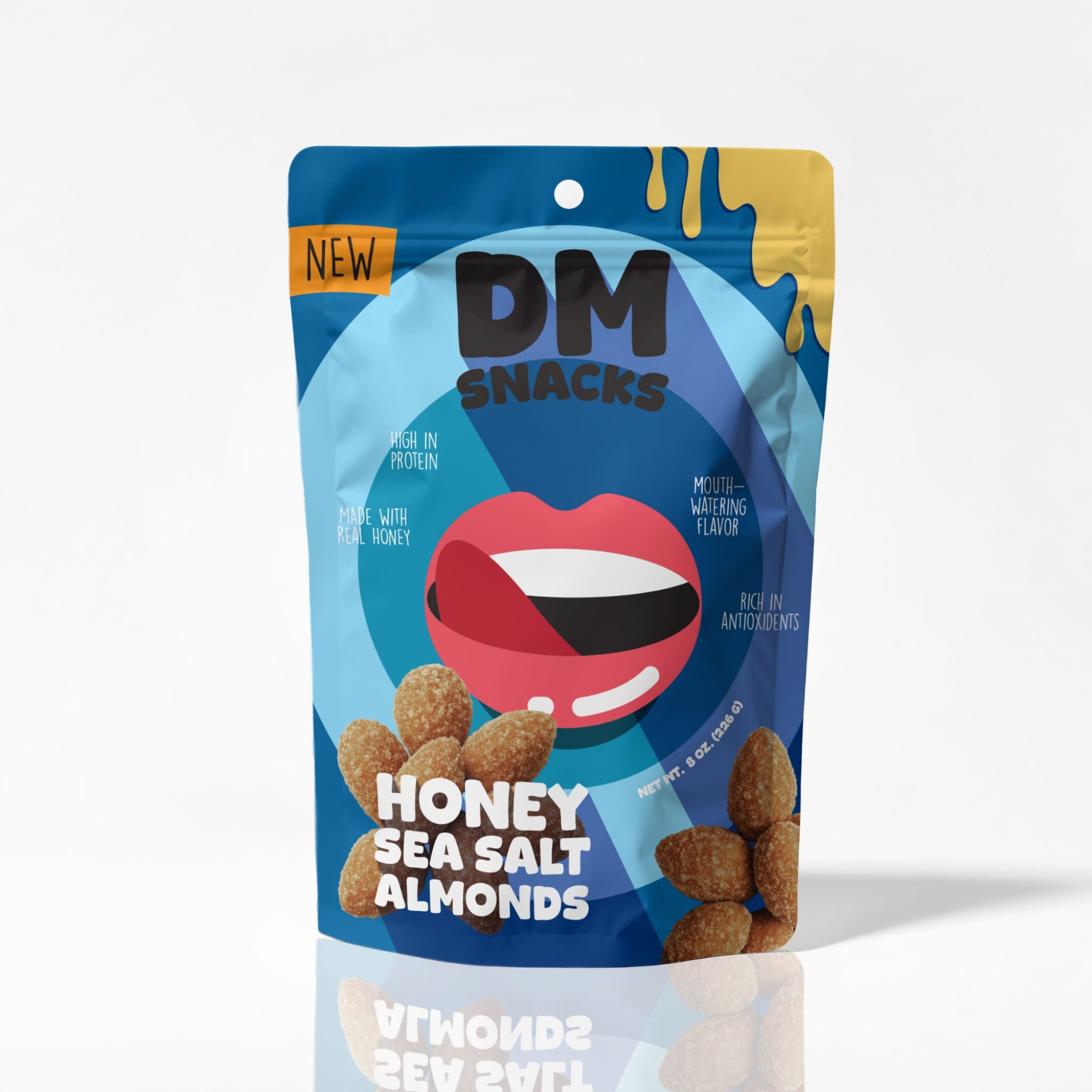DM Snacks Honey Sea Salt Almonds 8 Oz Bag