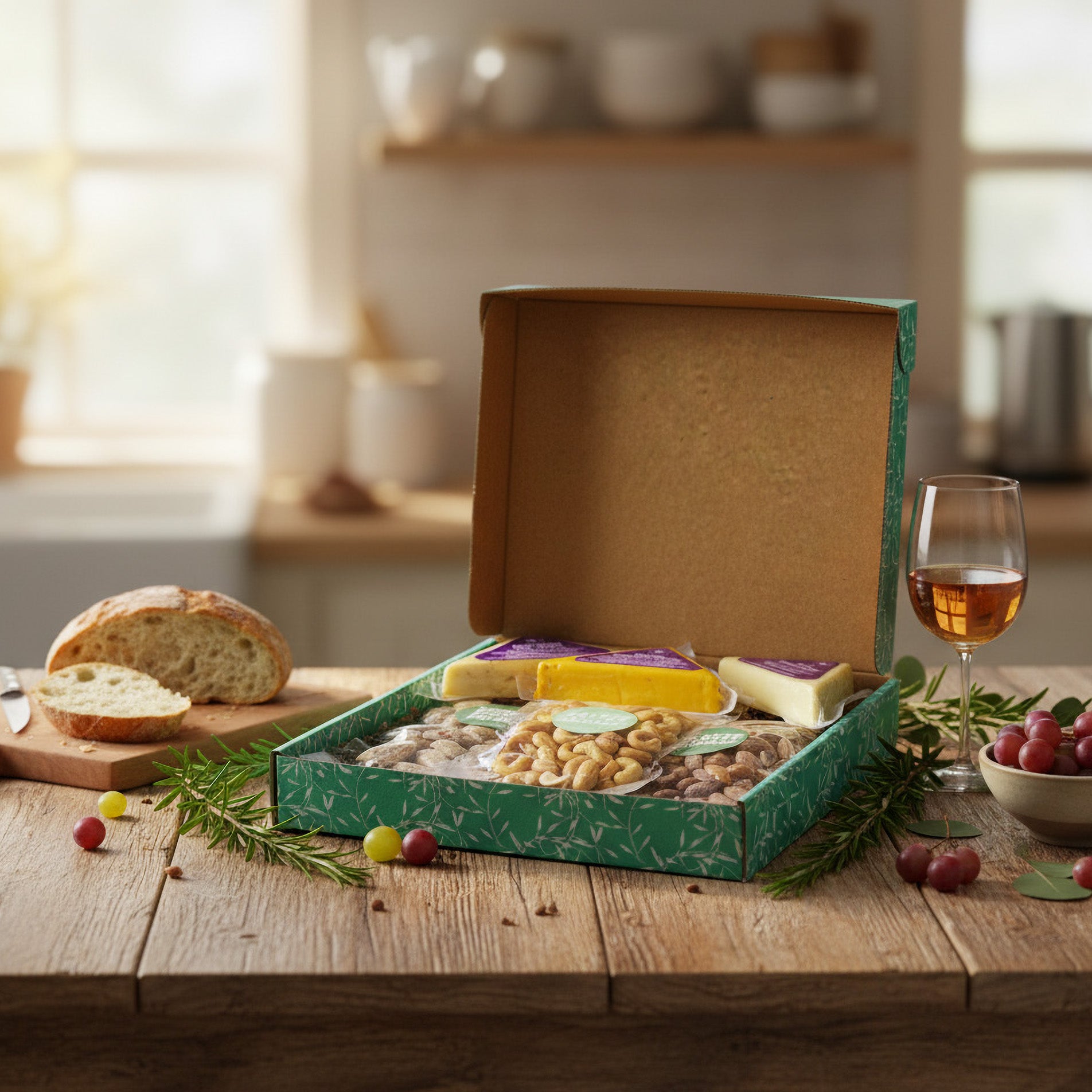 Cheese and Nut Charcuterie Board Food Box
