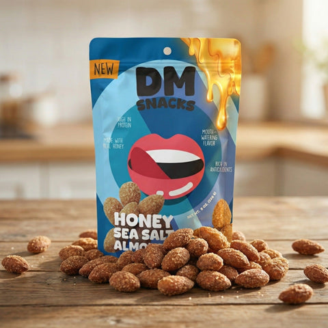 DM Snacks Honey Sea Salt Almonds 8 Oz Resealable Bag
