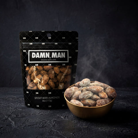 Damn Man Stout Beer Almonds Bag and Bowl