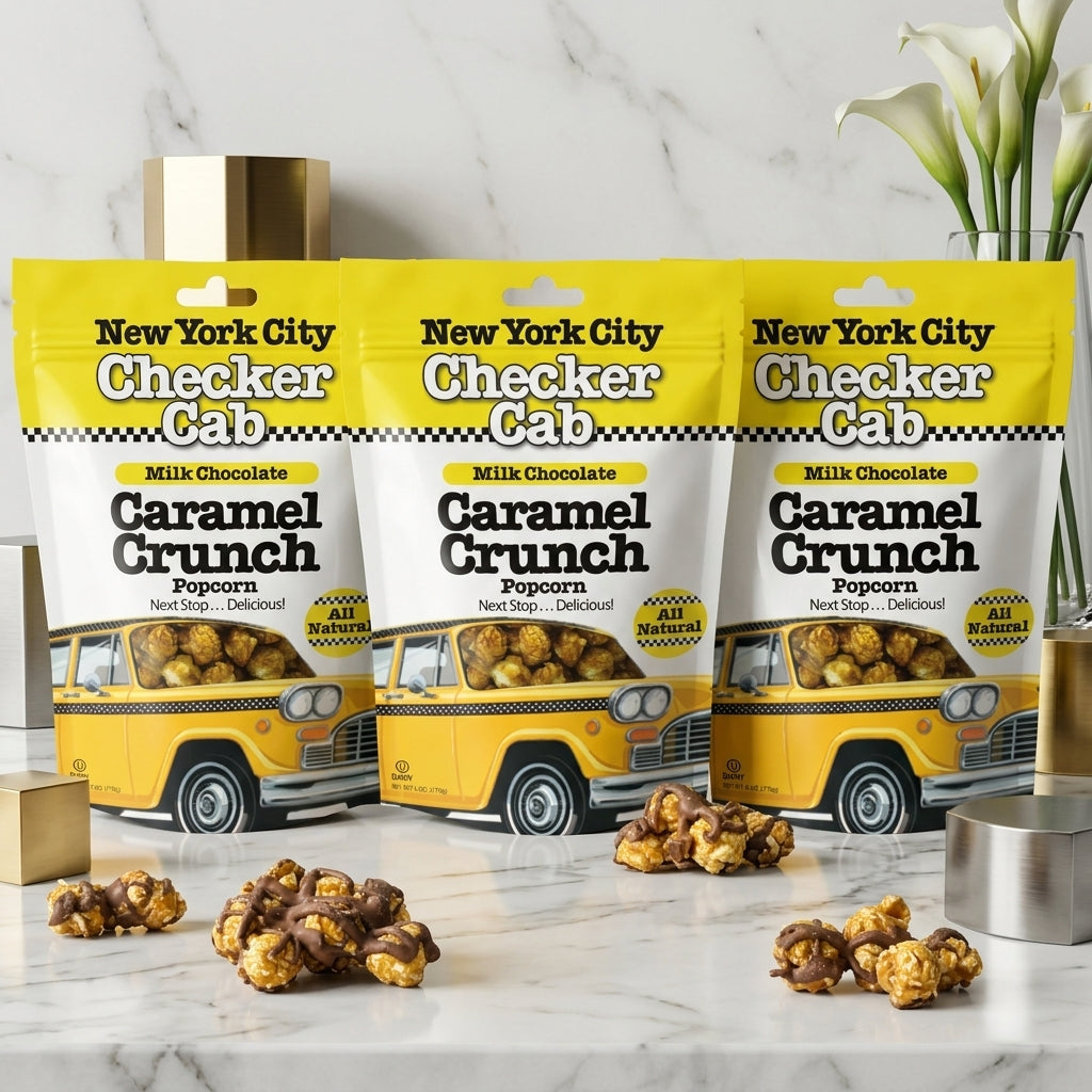 NYC Checker Cab Popcorn – Milk Chocolate Caramel Crunch, 3 Bag Set