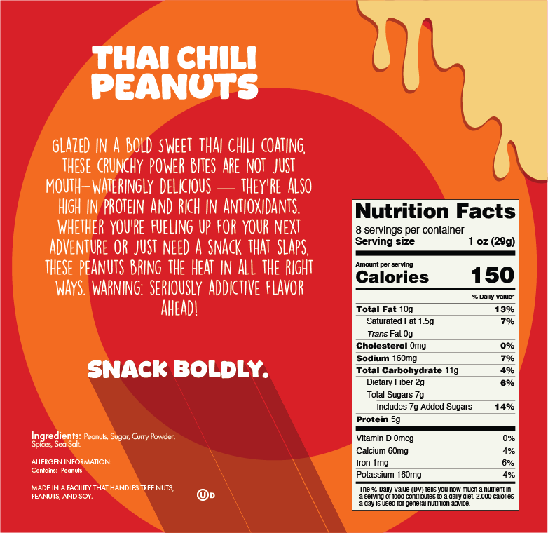 DM Snacks Thai Chili Peanuts Nutrition Facts