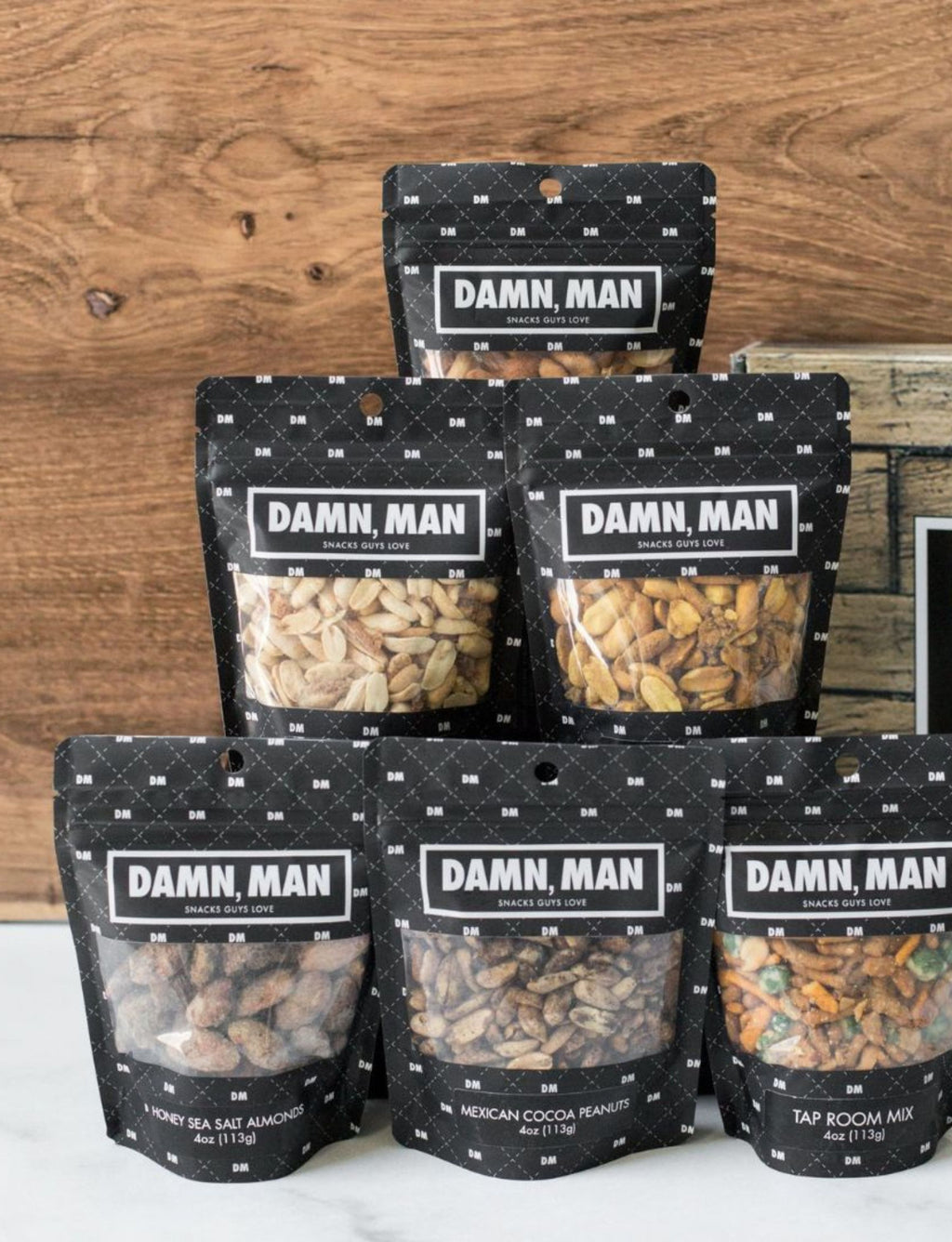 Manly Mixed Nuts Box with various international flavors on display