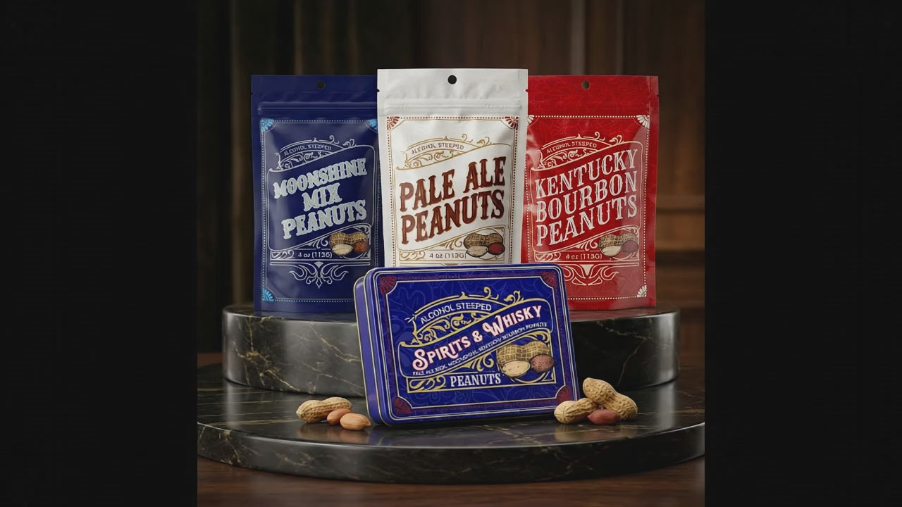 DM Snacks Spirits Whiskey Peanuts Tin  Video