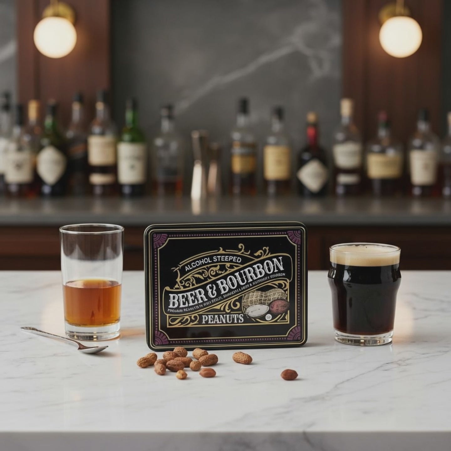 ナッツ　Man Beer & Bourbon Peanuts Gift Tin – Spirit-Inspired Snack for Men