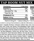 Tap Room Nut Mix nutrition facts label with ingredients and nutritional information displayed